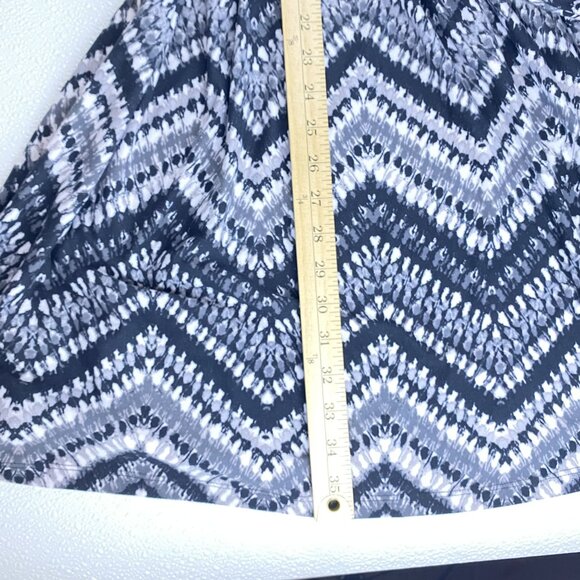 Faded Glory Womens L Chevron Pattern Belted Stretch Waist Dress Grey Faux Wrap - Picture 3 of 7